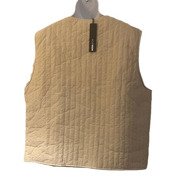 NovaMen's Quilted Beige Vest Lined Puffer Bomber Jacket 3XL Sleeveless Men’s - Picture 2 of 6